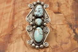 Native American Jewelry Golden Hill Turquoise Sterling Silver Ring